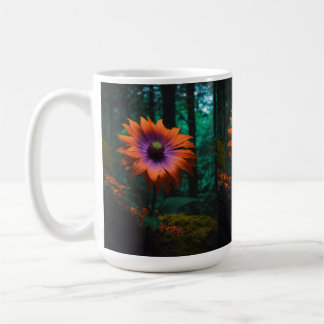 Taza De Café Una hermosa flor morada en un bosque oscuro en Mug