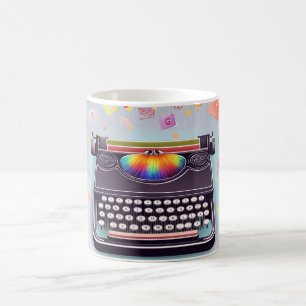 Taza De Café Una máquina de escribir de estilo retro en el cent