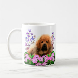 Taza De Café Una Mastiff tambaleante está echada en el suelo