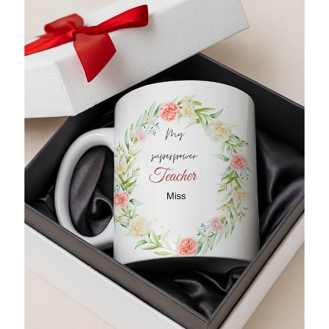 Taza De Café Una Miss_ GiftMug, mi profesora de superpotencia p (This design is perfect for customizing on a high-quality ceramic mug.)