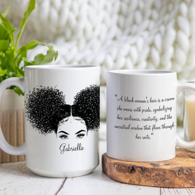 Taza De Café Una mujer afroamericana con una cita Personalizado (Subido por el creador)