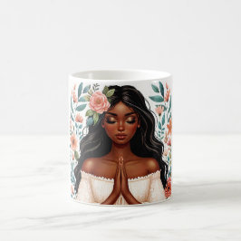 Taza De Café Una mujer afroamericana rezando flores