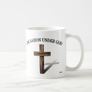 Taza De Café Una nación bajo Dios con cruz robusta