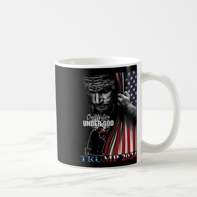 Taza De Café Una nación bajo Dios Trump 2024 Dios Bandera Ameri (Derecha)