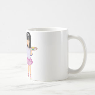 Taza De Café Una niña con una paleta de la pintura