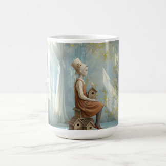 Taza De Café Una niña y sus casitas para pájaros | Libro de cue