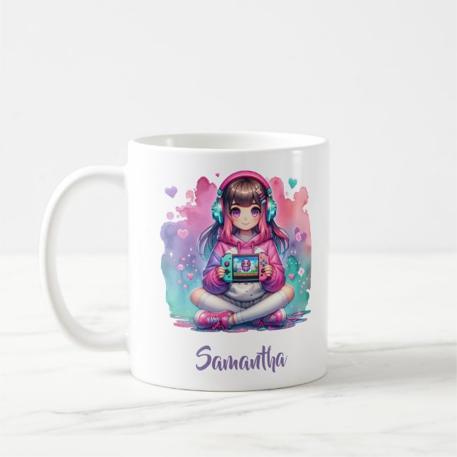 Taza De Café Una pequeña jugadora que juega videojuego (Izquierda)