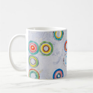 Taza De Café Una pintura abstracta; círculos multicolores en un