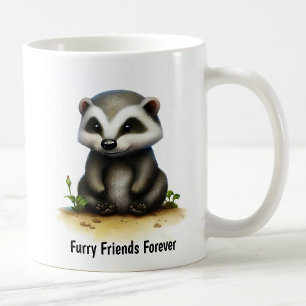Taza De Café Una pintura digital de un adorable tejón
