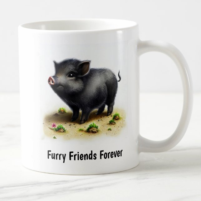 Taza De Café Una pintura digital de un cerdo de granja callejer (Subido por el creador)