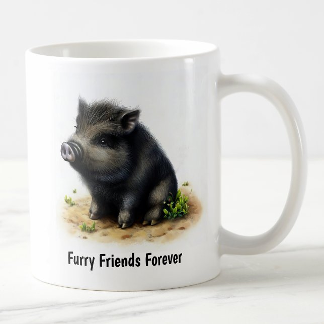 Taza De Café Una pintura digital de un cerdo de granja callejer (Subido por el creador)