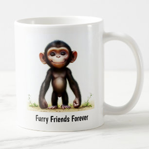 Taza De Café Una pintura digital de un chimpancé lindo