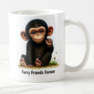 Taza De Café Una pintura digital de un chimpancé lindo