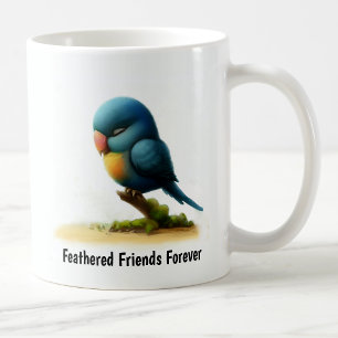 Taza De Café Una pintura digital de un lindo loro con la cabeza