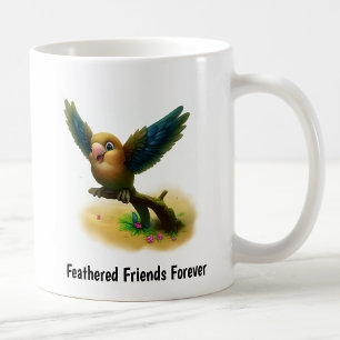 Taza De Café Una pintura digital de un lindo loro de bronce