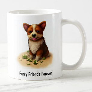 Taza De Café Una pintura digital de un lindo perro de ganado au