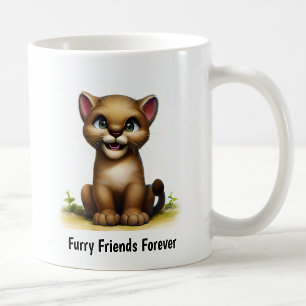 Taza De Café Una pintura digital de un lindo puma
