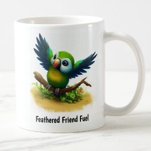 Taza De Café Una pintura digital de un loro chillón enmascarado