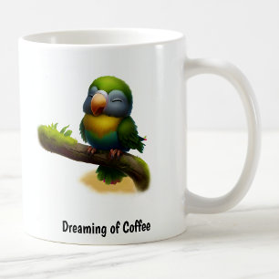 Taza De Café Una pintura digital de un loro chillón enmascarado