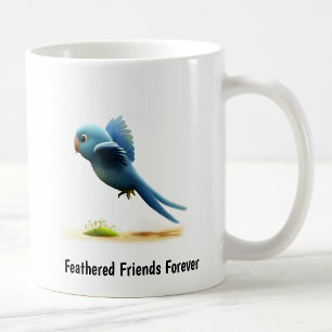 Taza De Café Una pintura digital de un loro de cabeza azul lind