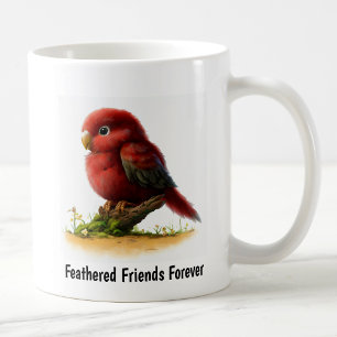 Taza De Café Una pintura digital de un loro Rosella Carmesí