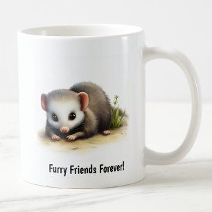 Taza De Café Una pintura digital de un ópossum norteamericano