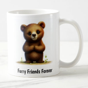Taza De Café Una pintura digital de un oso marrón lindo