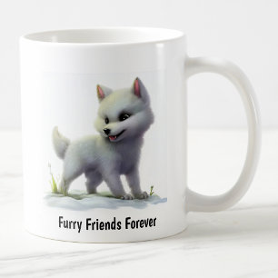 Taza De Café Una pintura digital de un tímido lobo ártico