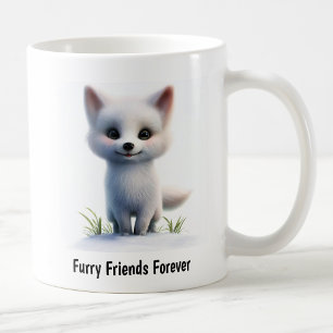 Taza De Café Una pintura digital de un zorro tímido del Ártico