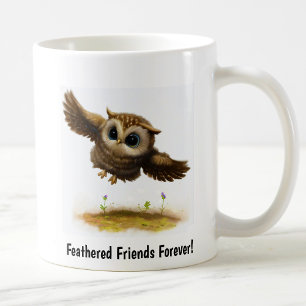Taza De Café Una pintura digital de una linda lechuza de orejas
