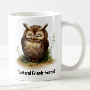 Taza De Café Una pintura digital de una linda lechuza de orejas