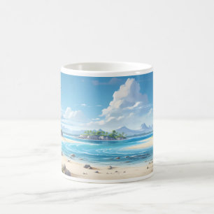 Taza De Café Una Playa En El País De Las Maravillas