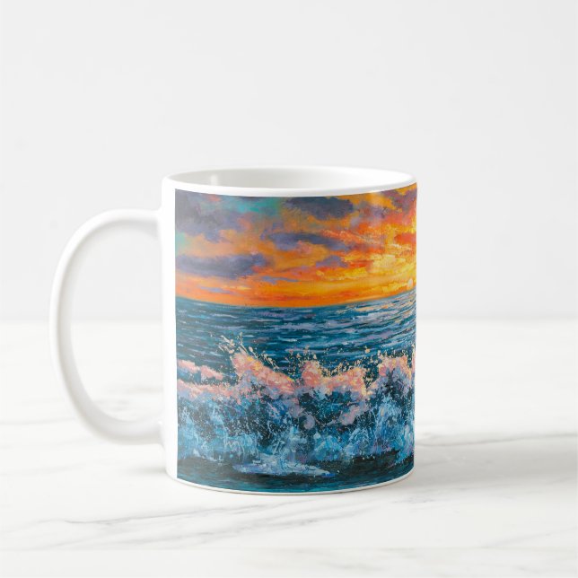 Taza De Café Una puesta de sol brillante durante una tormenta.  (Izquierda)