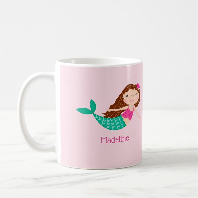 Taza De Café Una sirena pequeña con un rosa caprichoso personal (Izquierda)