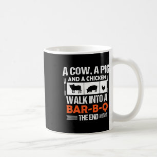 Taza De Café Una vaca, un cerdo y un pollo entran en una R-b-q