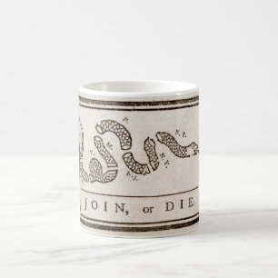Taza De Café  Únase o muera Benjamin Franklin Personalizado po