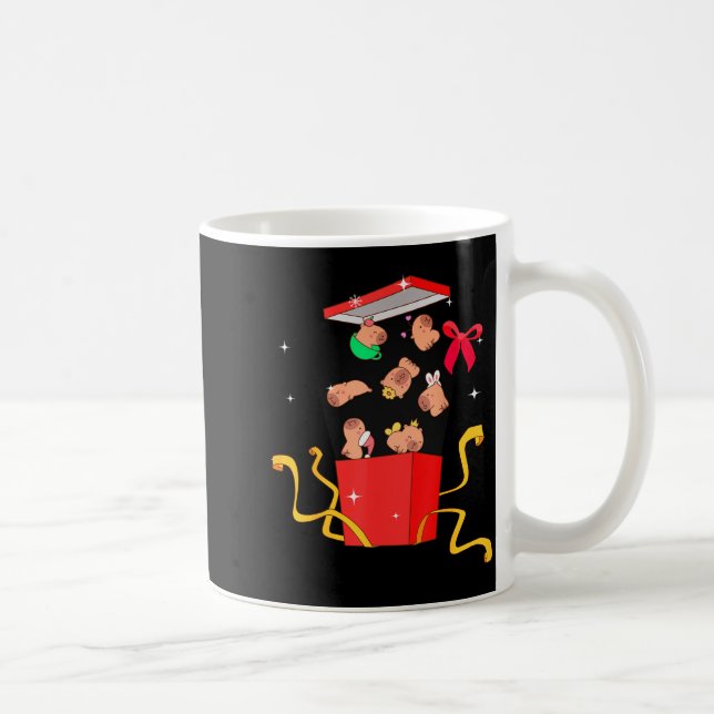 Taza De Café Unboxing Blind Box Capybara Pyjama Ugly Christmas  (Derecha)