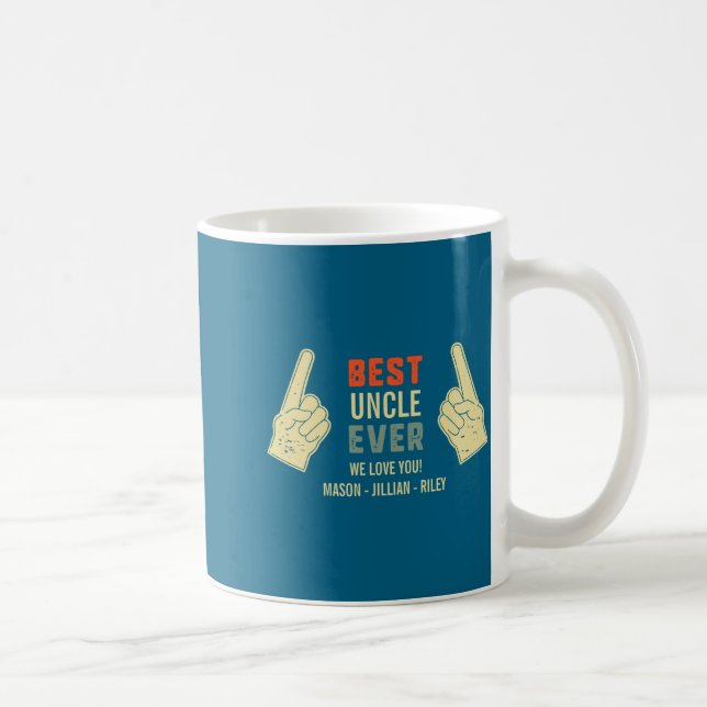 Taza De Café Uncle Ever Inting Finger Niece Nephew Names  (Derecha)