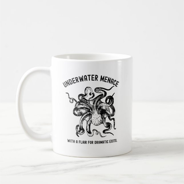 Taza De Café Underwater Menace Funny Octopus  (Izquierda)