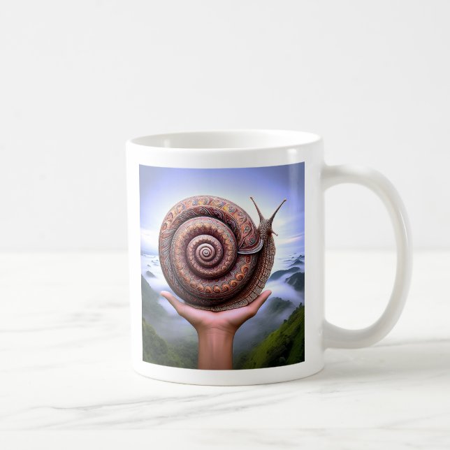 Taza De Café Une main tendue un escargot sur la paume. (Derecha)