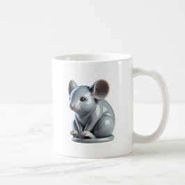 Taza De Café Une petite souris grise à l'aspect 3D.