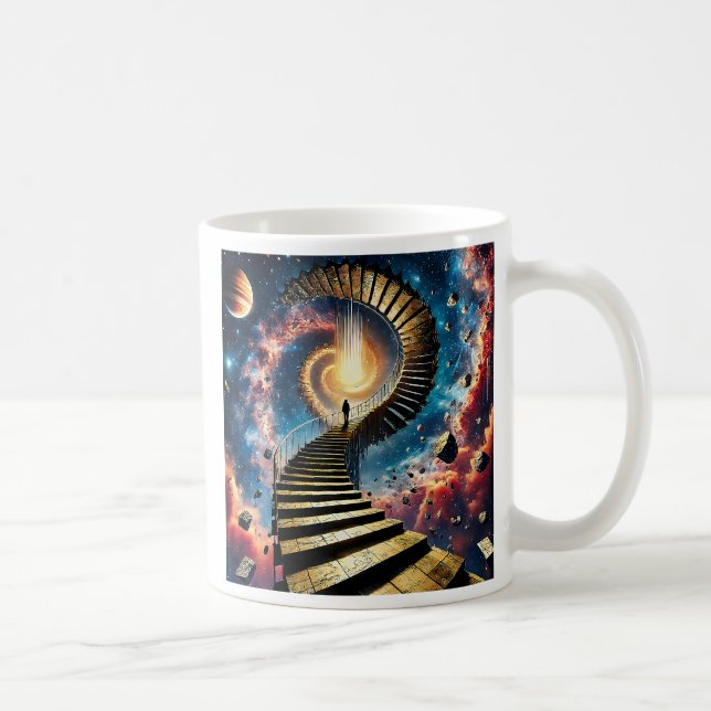 Taza De Café Une silhouette sur un escalier sans fin.  (Derecha)