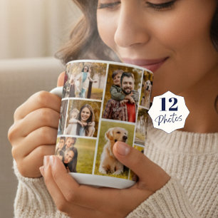 Taza De Café Único 12 Collages de fotos Minimalista simple