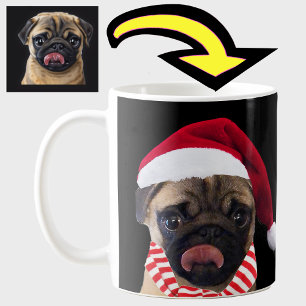 Taza De Café Único obsequio personal de foto de perro de Santa 