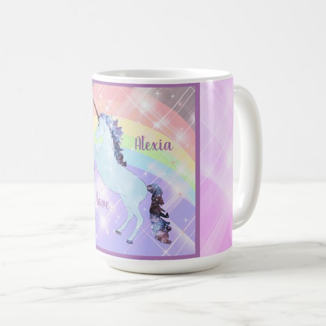 Taza De Café Unicornio, arco iris, para chicas, niños, festivos (Anverso derecho)