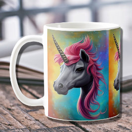 Taza De Café Unicornio con Mano Rosa