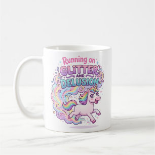 Taza De Café Unicornio corriendo sobre brillo y desilusión enca