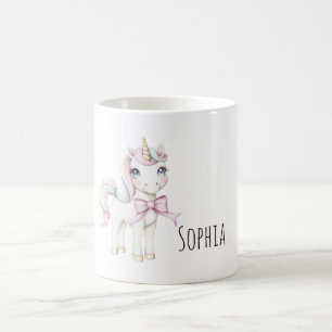 Taza De Café Unicornio de lazo rosa