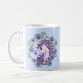 Taza De Café Unicornio de Margaritas Azules