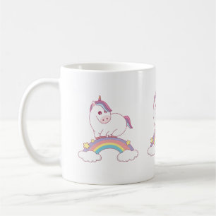 Taza De Café unicornio de pie sobre el arcoiris